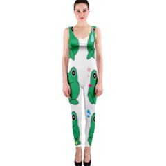 Animals Frog Green Face Mask Smile Cry Cute Onepiece Catsuit by Mariart