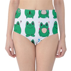 Animals Frog Green Face Mask Smile Cry Cute High-waist Bikini Bottoms by Mariart