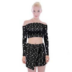 Black Star Space Off Shoulder Top With Skirt Set by Mariart