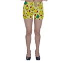 Animals Yellow Chicken Chicks Worm Green Skinny Shorts View1