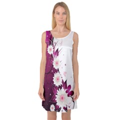 Flower Purple Sunflower Star Butterfly Sleeveless Satin Nightdress