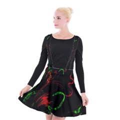 Paint Black Red Green Suspender Skater Skirt