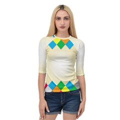 Plaid Wave Chevron Rainbow Color Quarter Sleeve Tee