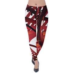 Webbing Red Velvet Leggings