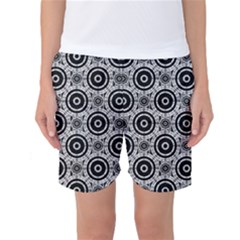 Geometric Black And White Women s Basketball Shorts by linceazul