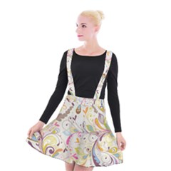 Colorful Seamless Floral Background Suspender Skater Skirt