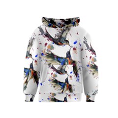  Colorful Love Birds Illustration With Splashes Of Paint Kids  Pullover Hoodie