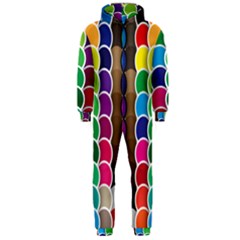 Circle Round Yellow Green Blue Purple Brown Orange Pink Hooded Jumpsuit (men)  by Mariart