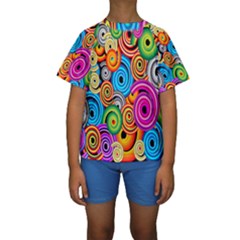 Circle Round Hole Rainbow Kids  Short Sleeve Swimwear by Mariart