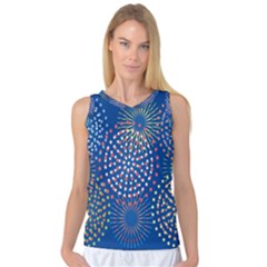 Fireworks Party Blue Fire Happy Women s Basketball Tank Top by Mariart