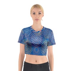 Fireworks Party Blue Fire Happy Cotton Crop Top by Mariart