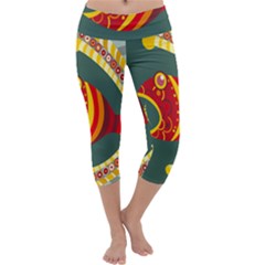 Fish Predator Sea Water Beach Monster Capri Yoga Leggings by Mariart