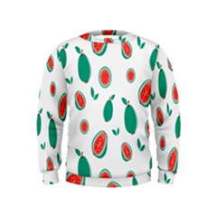 Fruit Green Red Guavas Leaf Kids  Sweatshirt by Mariart