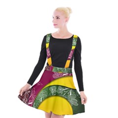 Flower Floral Leaf Star Sunflower Green Red Yellow Brown Sexxy Suspender Skater Skirt by Mariart