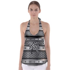 Iron Content Hole Mix Polka Dot Circle Silver Babydoll Tankini Top by Mariart