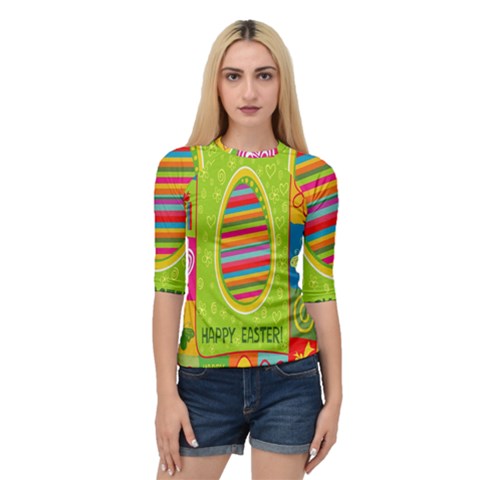 Happy Easter Butterfly Love Flower Floral Color Rainbow Quarter Sleeve Tee by Mariart