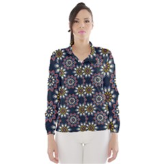 Floral Flower Star Blue Wind Breaker (women) by Mariart