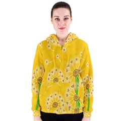 Leaf Flower Floral Sakura Love Heart Yellow Orange White Green Women s Zipper Hoodie by Mariart