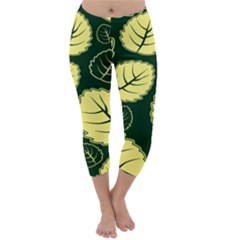 Leaf Green Yellow Capri Winter Leggings 