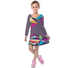 Origami Bird Japans Papper Kids  Long Sleeve Velvet Dress by Mariart