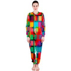 Plaid Line Color Rainbow Red Orange Blue Chevron Onepiece Jumpsuit (ladies)  by Mariart