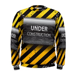 Under Construction Sign Iron Line Black Yellow Cross Men s Sweatshirt