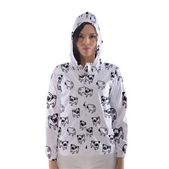 Pug Dog Pattern Hooded Wind Breaker (women) by Valentinaart