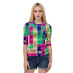 Rectangles And Squares        Women s Quarter Sleeve Raglan Tee