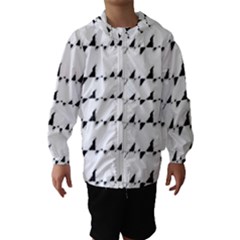 Black And White Wavy Stripes Pattern Hooded Wind Breaker (kids) by dflcprintsclothing