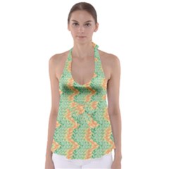 Emerald And Salmon Pattern Babydoll Tankini Top by linceazul