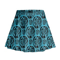 Turquoise Pattern Mini Flare Skirt by linceazul