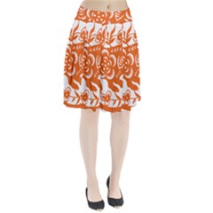 Chinese Zodiac Horoscope Pig Star Orange Pleated Skirt by Mariart