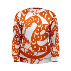 Chinese Zodiac Horoscope Snake Star Orange Women s Sweatshirt by Mariart