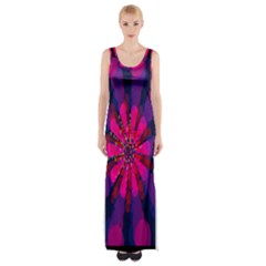 Flower Red Pink Purple Star Sunflower Maxi Thigh Split Dress by Mariart