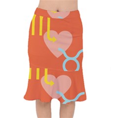 Illustrated Zodiac Love Heart Orange Yellow Blue Mermaid Skirt by Mariart