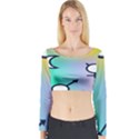 Illustrated Moon Circle Polka Dot Rainbow Long Sleeve Crop Top View1