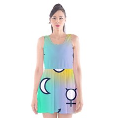 Illustrated Moon Circle Polka Dot Rainbow Scoop Neck Skater Dress by Mariart