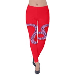 Illustrated Zodiac Red Purple Star Polka Dot Velvet Leggings