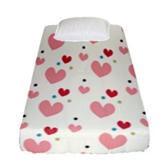 Love Heart Pink Polka Valentine Red Black Green White Fitted Sheet (single Size) by Mariart