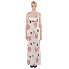 Love Heart Pink Polka Valentine Red Black Green White Maxi Thigh Split Dress by Mariart