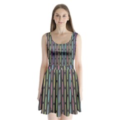 Pencil Stationery Rainbow Vertical Color Split Back Mini Dress  by Mariart