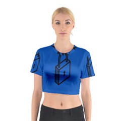 Padlock Love Blue Key Cotton Crop Top by Mariart