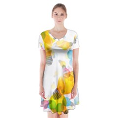 Lamp Color Rainbow Light Short Sleeve V-neck Flare Dress by Mariart