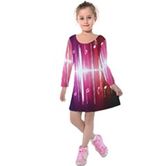 Music Data Science Line Kids  Long Sleeve Velvet Dress by Mariart