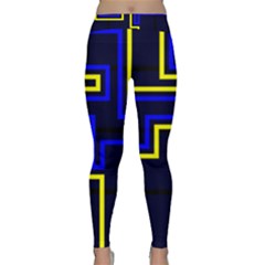 Tron Light Walls Arcade Style Line Yellow Blue Classic Yoga Leggings by Mariart