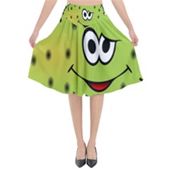 Thorn Face Mask Animals Monster Green Polka Flared Midi Skirt by Mariart