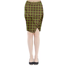 Kiwi Like Pattern Midi Wrap Pencil Skirt