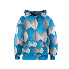 Blue White Grey Chevron Kids  Zipper Hoodie by Mariart