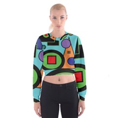 Basic Shape Circle Triangle Plaid Black Green Brown Blue Purple Cropped Sweatshirt by Mariart