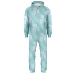 Christmas Day Ribbon Blue Hooded Jumpsuit (men)  by Mariart